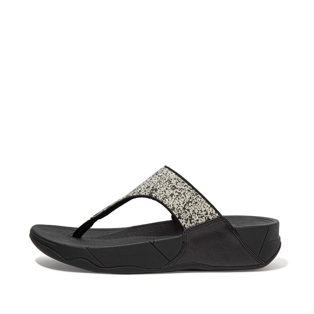 Fitflop Womens Sandals - Lulu Shimmer Toe-post - Black - 026-RYEMLU